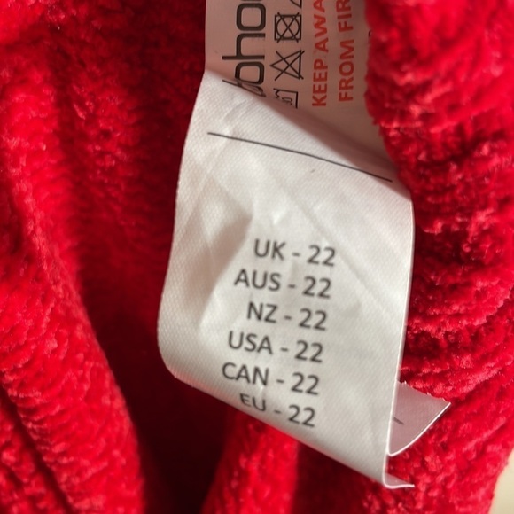 Asos curve BOOHOO Plus Chenille Slash Neck sweater Jumper Dress red 22 - Picture 6 of 7